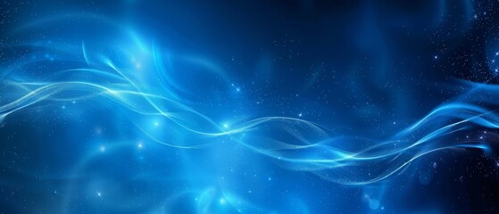 Fototapeta premium A dark blue background features an abstract design of waves and stars, creating a captivating backdrop Text or a logo can be overlaid for added personalization