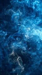  Close-up of blue smoke against black backdrop, bottom portion blurred