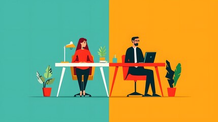 Vibrant Personalized Ads: Cartoon Drawing in Split-Complementary Colors