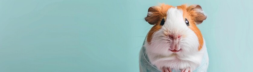 Portrait photography of a cute little animal athlete, smiling cute little parrot in a rhythmic gymnastics outfit with a ribbon on pastel Pale Blue color background, editorial style