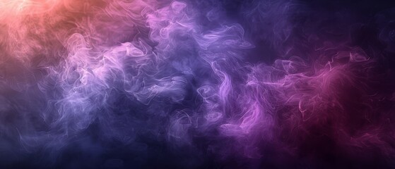 Obraz premium A black background hosts a cluster of pink and purple smoke swirls, with a central red-pink smoke cloud