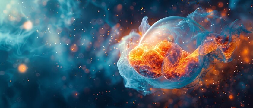  A tight shot of a blue-yellow object emitting copious orange-yellow smoke