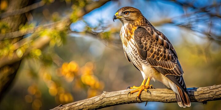 Tailed hawk perched on a tree branch, hawk, bird, animal, wildlife, predator, feathers, eyes, beak, nature, perched, tree