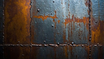 Patinaed steel plate Textured background featuring iron rust and wear - high contrast