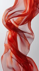 Fototapeta premium A tight shot of a red and white item, featuring a lengthy, flowing fabric in its center