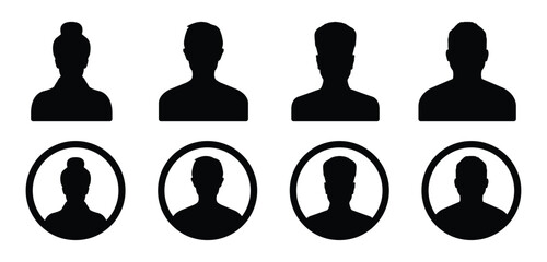 Anonymous user portrait vector illustrations in a flat design style. Set of male and female vector profile icons