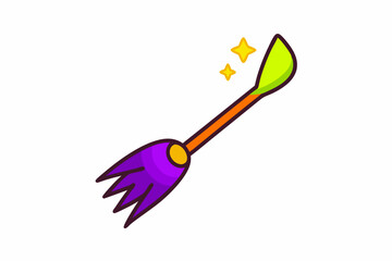 Stunning Vector Line Art Magic Broom Icon: Perfect for Digital Designs