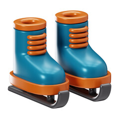 Premium orange and blue ski shoes icon 3d rendering on isolated background