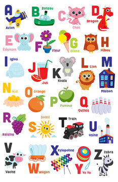 French (fran&ccedil;ais) A-Z alphabet poster - Tabloid /a3 size