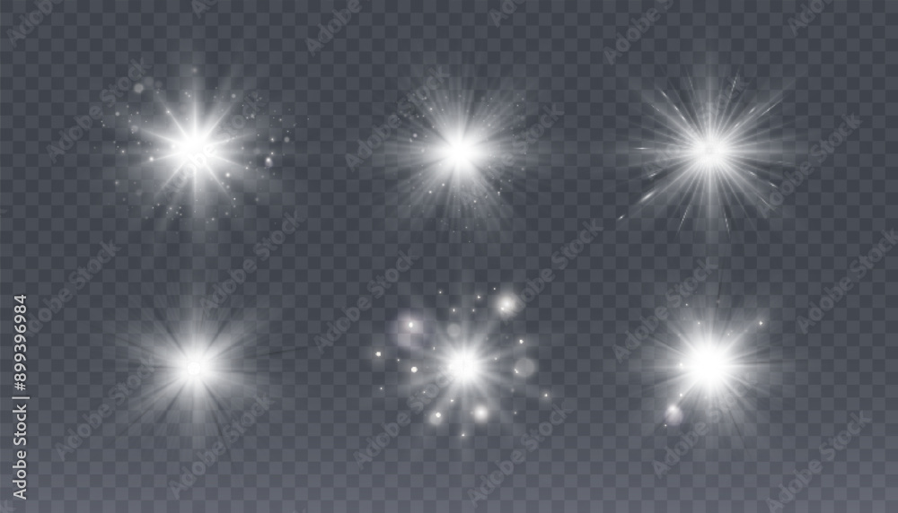 Poster white glowing light explodes on a transparent background. bright star. transparent shining sun, brig