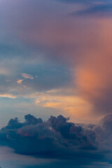 Beautiful bright colorful sunset in the sky - clouds in the purple blue sky