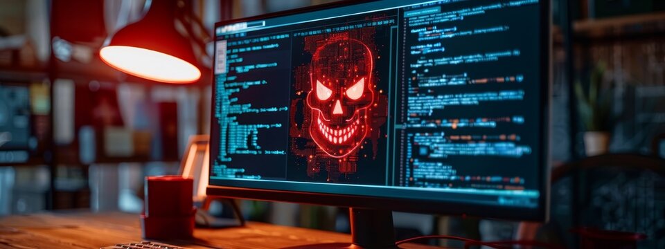  A computer monitor on a desk, beside a cup of coffee A cup of coffee in front