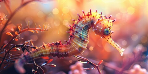 Seahorse underwater. Selective focus.