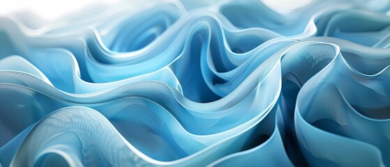 Obraz premium A tight shot of a wavy blue-white fabric texture, illuminated by a radiant background light