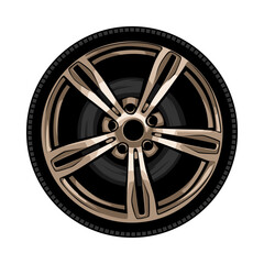 Fototapeta premium Vector Automotive Car Rim Wheel Detail Gold color