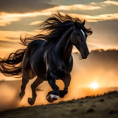 horse on sunset