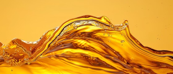  A tight shot of a yellow liquid, wavering water at image's base, yellow backdrop