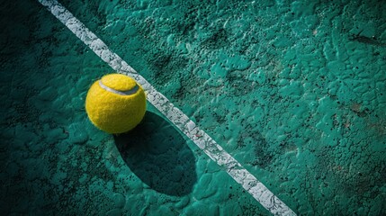 Tennis Ball on a Green Court