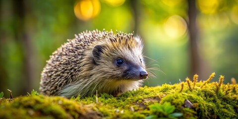 Fototapeta premium a hedgehog in a natural forest background Generative By AI
