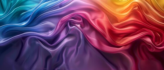 Obraz premium A tight shot of multicolored fabric featuring a rainbow light at its center, encircled by another radiant rainbow beam