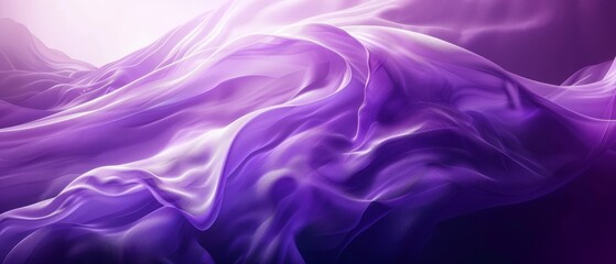 Obraz premium Purple-white fabric flows on pink-purple backdrop, white light ends it