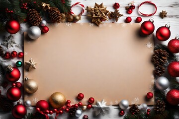 christmas frame with christmas decorations