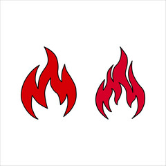 Vector Fire Isolated Icon Set. Bonfire, Bonfire, Fire Sign, Front View. Vector Illustration.
