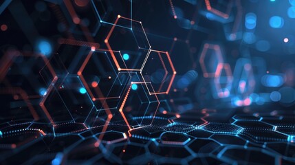 Obraz premium Futuristic Hexagonal Connections: Intricate Digital Background Design
