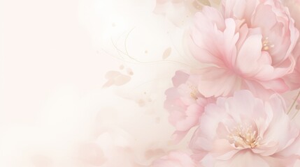 Fototapeta premium Tender peonies on pink background. Abstract natural floral frame layout. Neural network ai generated art