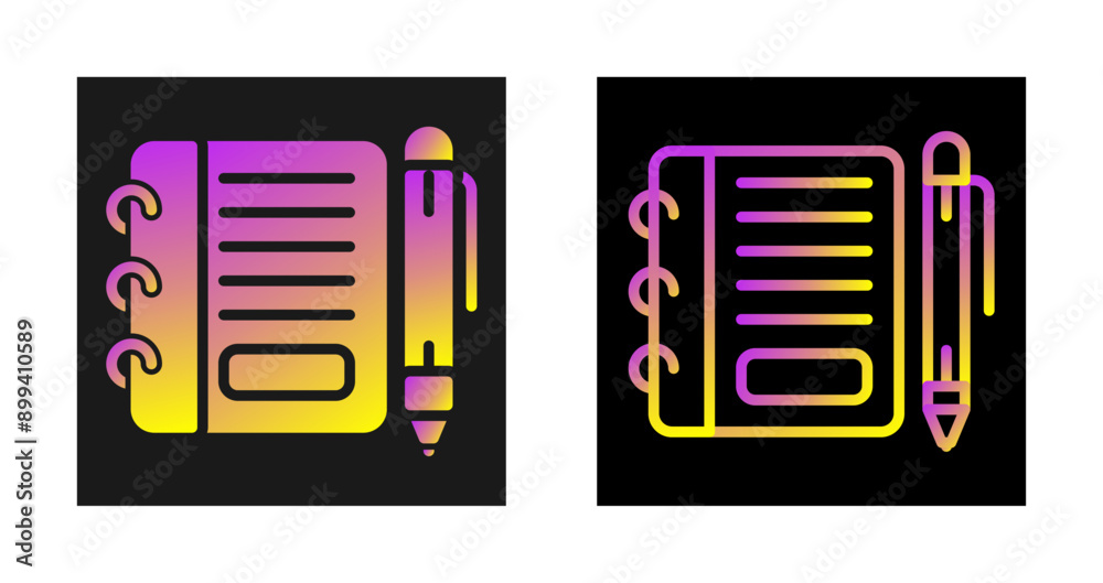 Sticker notepad with pen vector icon