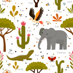 Childish Babies Pattern Animal Plant Zoo Safari