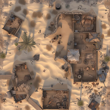 Post Apocalyptic  Battle Map  for RPG ,Map for Dungeons and Dragons,DnD map, Tabletop Role-Playing Games, Adventure Game Background, Top-Down View