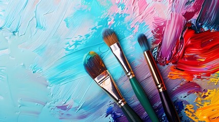 Fototapeta premium Vibrant Brushstrokes on Blank Canvas Embracing the Energy of New Beginnings