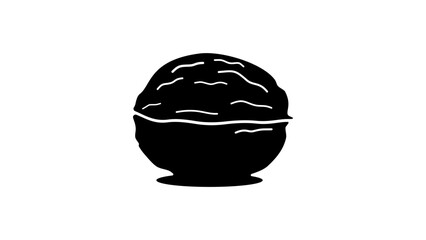 walnut nut emblem, black isolated silhouette