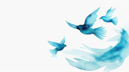 Obraz premium Stunning watercolor illustration of isolated swallows in flight, perfect for creating a serene and artistic background.