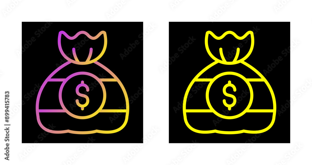 Sticker money bag vector icon