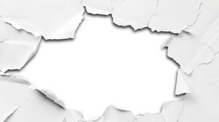 The torn paper was white and has a hole in the middle.