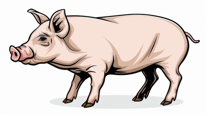 Fototapeta premium Vibrant pig illustration featuring intricate engravings, perfect for adding a touch of whimsy to any design project.