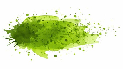 Fototapeta premium Soft light green watercolor stain splashes on a crisp white background, creating a fresh and artistic feel. Perfect for designs.