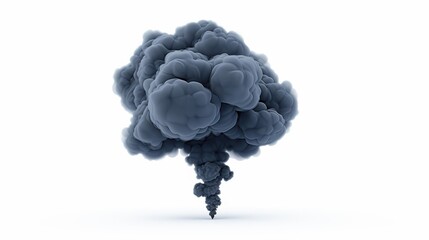 Dark and eerie, thick black smoke rises, creating a mysterious atmosphere on a  white background.