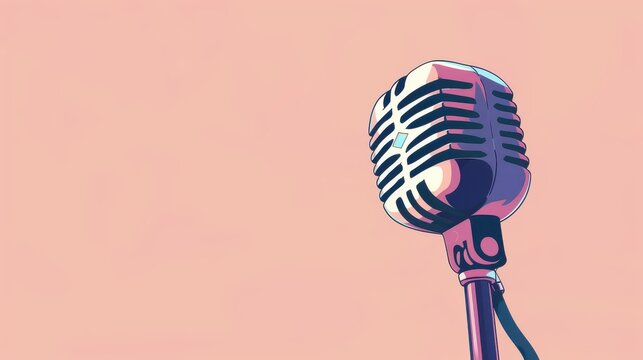 Discover a vintage illustration of a retro microphone, perfect for enhancing any musicthemed project or background.