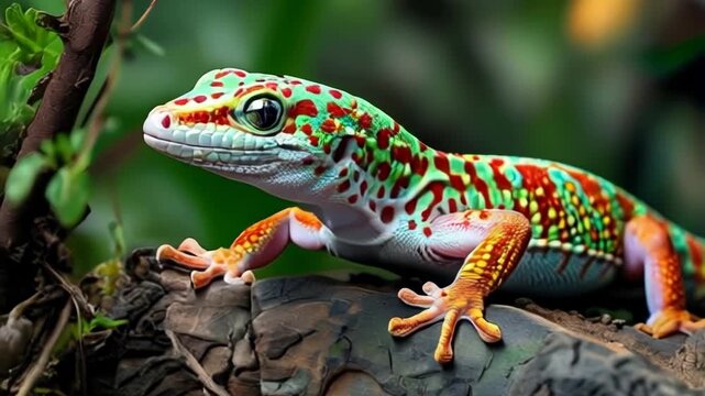 Vibrant Tokay Gecko in Natural Habitat