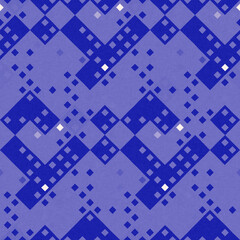 Faded electric blue glitch geo washed effect seamless pattern. Indigo dye grungy blotched distress abstract background texture repeat. 