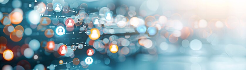 A professional business background with social media icons and modern lighting