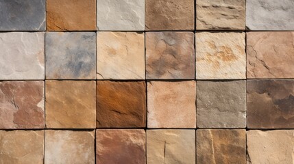 Natural stone wall cladding, brick work, ceramic vitrified high deep elevation tile design. Neural network ai generated art