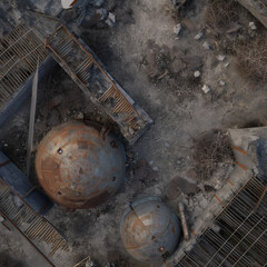 Post Apocalyptic  Battle Map  for RPG ,Map for Dungeons and Dragons,DnD map, Tabletop Role-Playing Games, Adventure Game Background, Top-Down View