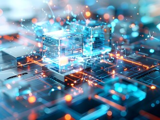 Transparent Geometric Cubes Depicting Futuristic Technology and Career Progression