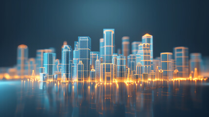 Fototapeta premium Digital twin cities with AI managing urban planning, genAI, urban planning revolution