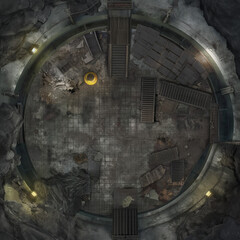 Post Apocalyptic  Battle Map  for RPG ,Map for Dungeons and Dragons,DnD map, Tabletop Role-Playing Games, Adventure Game Background, Top-Down View