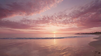 a sunset with clouds and the sun reflecting on the water.